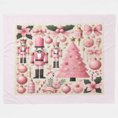 Roze Notenkraker Kerstboom Fleece Deken (Voorkant (Horizontaal))