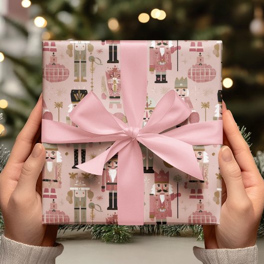 Roze Notenkraker Kerstmis Cadeaupapier