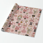 Roze Notenkraker Kerstmis Cadeaupapier (Uitgerold)