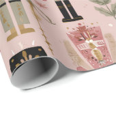 Roze Notenkraker Kerstmis Cadeaupapier (Rol Hoek)