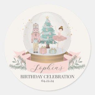 Roze Notenkraker Kerstmis Verjaardagsfeestgunstag Ronde Sticker