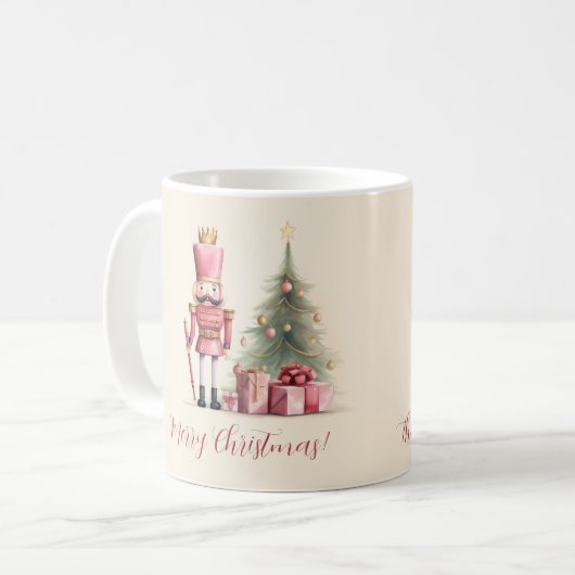 Roze Notenkraker Script Kerst Mok (Voorkant links)