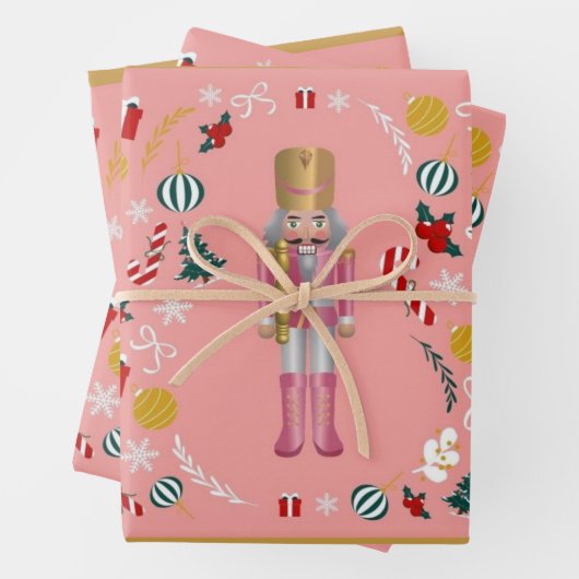 Roze Notenkraker Verpakking Papier Bladen Set van Inpakpapier Vel (In situ)