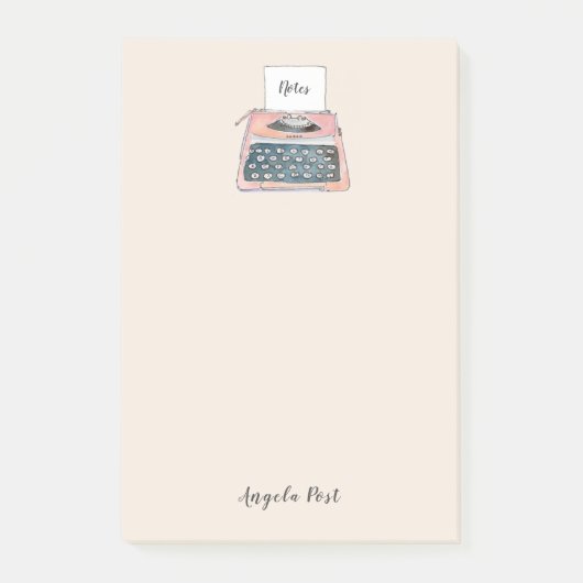 Roze Notitieblok voor retro-schrijfmachine Post-it® Notes (Voorkant)