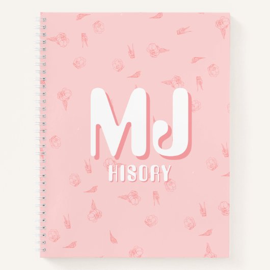 Roze notitieboekje met initialen notitieboek (Voorkant)