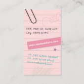 Roze notitieboekje visitekaartje (Achterkant)