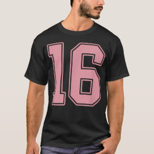 Roze nummer 16 jersey speler uniform t-shirt