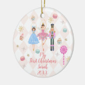 Roze Nutkraker eerste kerstversiering Keramisch Ornament (Links)