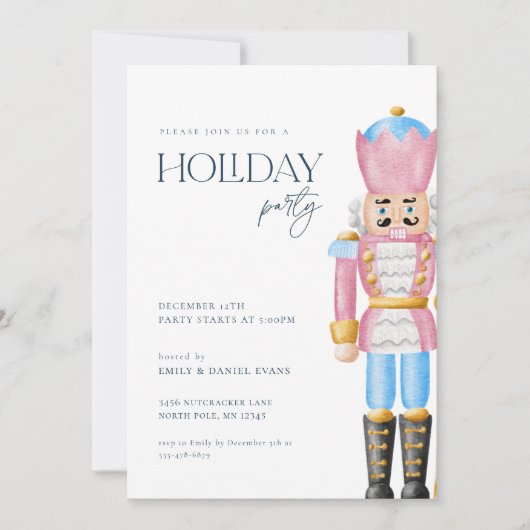 Roze Nutkraker Holiday Party Uitnodiging (Voorkant)