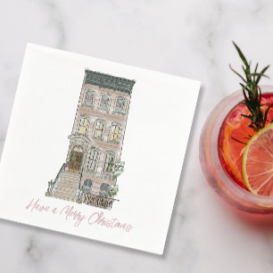 Roze NYC kerstfeest decor Servet