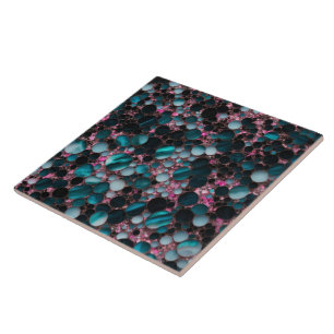 Roze Oceaan Blauw Goud Marmer Modern Collectie Tegeltje