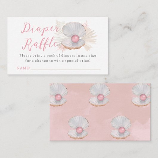 Roze Oceaan Boho Meisje Baby shower Luier Raffle Informatiekaartje (Voorkant / Achterkant)