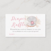 Roze Oceaan Boho Meisje Baby shower Luier Raffle Informatiekaartje (Voorkant)