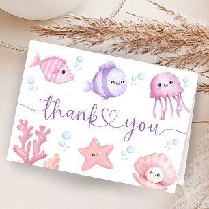 Roze Oceaan Meisje Baby Shower Vouwde Bedankkaart