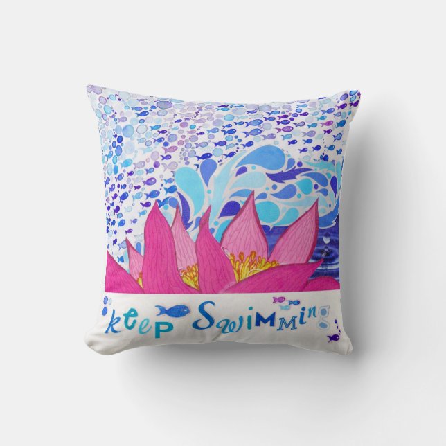 Roze oceaanKussens 16x16 Throw Nautical Decor Kussen (Voorkant)