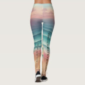 Roze Ocean Beach Zee Waterverf Zandstrand Leggings (Achterkant)