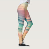 Roze Ocean Beach Zee Waterverf Zandstrand Leggings (Rechts)