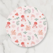 Roze Ocean Creature Baby shower Bedankjes Labels (Achterkant)