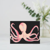Roze octopus briefkaart (Staand voorkant)