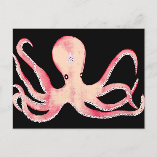 Roze octopus briefkaart (Voorkant)