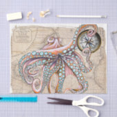 Roze octopus Full  Map Compass Beach Tissuepapier (Craft)