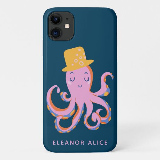 Roze Octopus Grappig Dansend Dier Gepersonaliseerd Case-Mate iPhone Case (Achterkant)