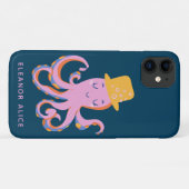 Roze Octopus Grappig Dansend Dier Gepersonaliseerd Case-Mate iPhone Case (Achterkant (horizontaal))