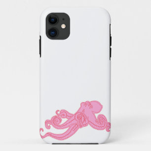 Roze octopus  kawaii nautische tekening iPhone 11 hoesje