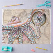 Roze octopus Kraken  Map Compass Tissuepapier (Craft)