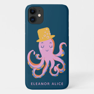 Roze Octopus Quirky Dansende Dier Aangepast iPhone 11 Hoesje