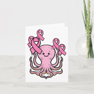 Roze Octopus Ribbon Schattigee Borstkanker Awarene Kaart