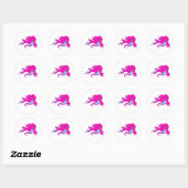 Roze octopus ronde sticker (Vel)