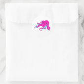 Roze octopus ronde sticker (Tas)