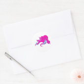 Roze octopus ronde sticker (Envelop)