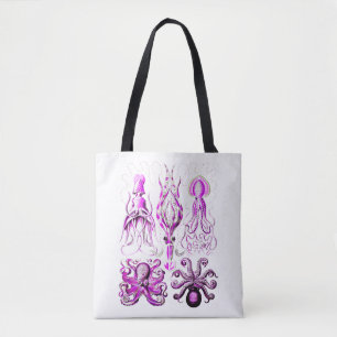 Roze octopus sealife oceaannautische strandkunst draagtas
