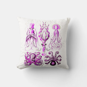 Roze octopus sealife oceaannautische strandkunst kussen