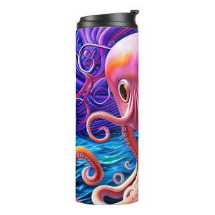 Roze octopus thermosbeker