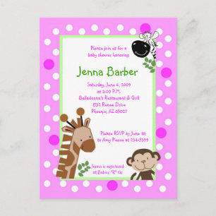 Roze Oerwoud Adventure Baby shower Post Kaart