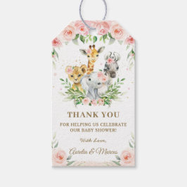 Roze Oerwoud Safari Baby shower Cadeaulabel