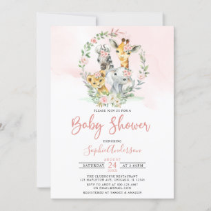 Roze Oerwoud Safari Baby shower Kaart