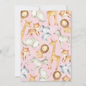 Roze Oerwoud Safari Baby shower Uitnodiging (Achterkant)