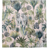 Roze Oerwoud Witte Tijgers Douchegordijn (Voorkant)