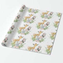 Roze Oerwouden met klauw Giraffe Cadeaupapier