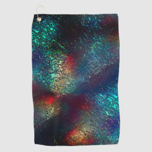 Roze of aluminiumfolie onder blauw en rood plastic golfhanddoek