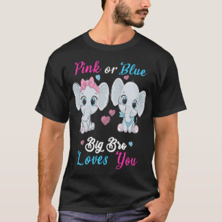 Roze of Blauw Big Bro houdt van je olifanten Baby  T-shirt