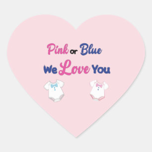 Roze of Blauw Geslacht Hart Sticker