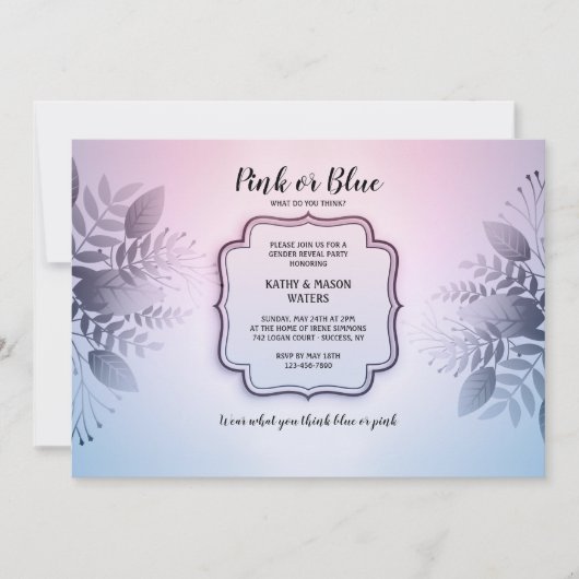 Roze of Blauw Geslacht Onthullen Uitnodiging van d (Voorkant)