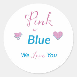 Roze of blauw ronde sticker