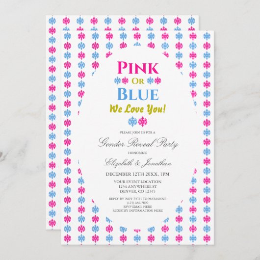 Roze of blauw van wie we houden van je sneeuwvlokk kaart (Voorkant / Achterkant)