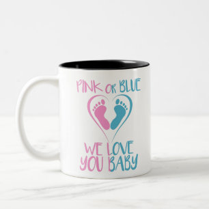 Roze of blauw we houden van je Baby, laat cadeautj Tweekleurige Koffiemok